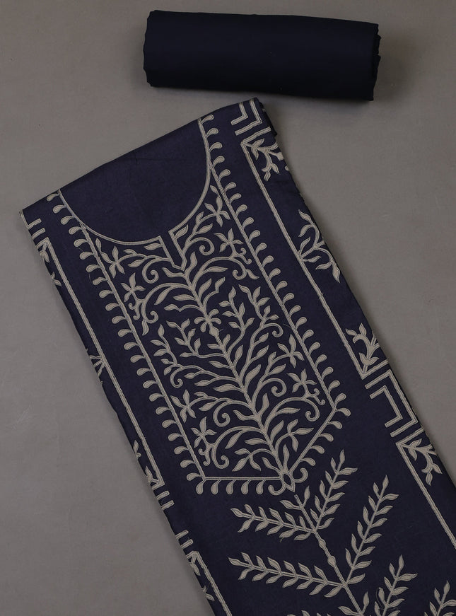 Navy Blue Tussar Silk Unstitched Suit
