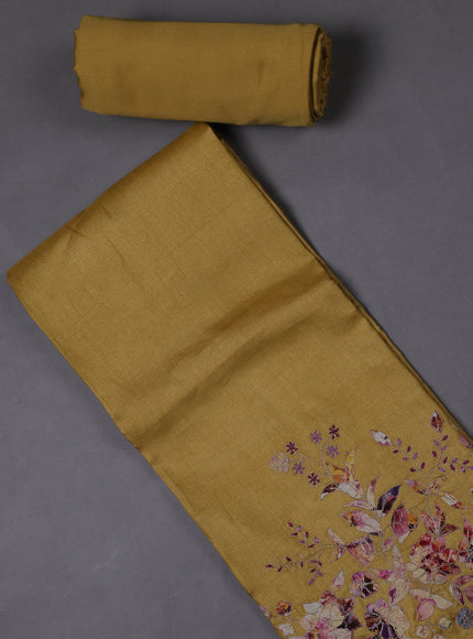 Yellow Tussar Silk Unstitched Suit