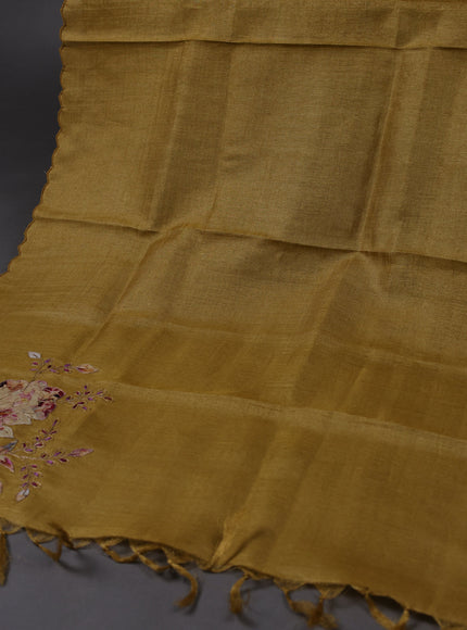 Yellow Tussar Silk Unstitched Suit