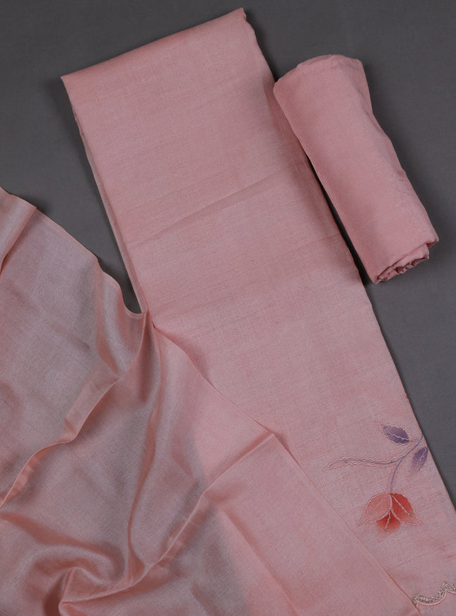 Light Peach Tussar Silk Unstitched Suit