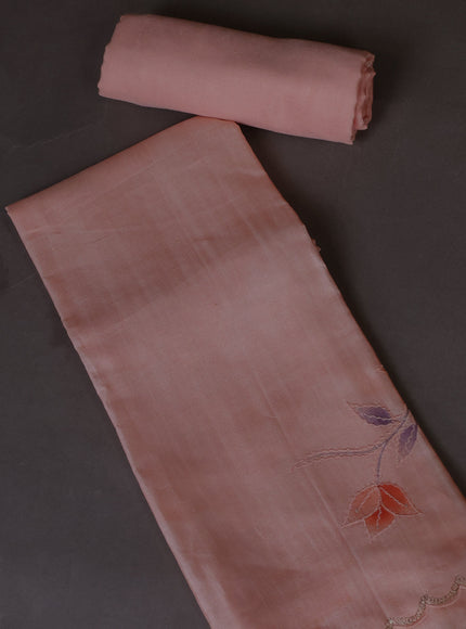 Light Peach Tussar Silk Unstitched Suit