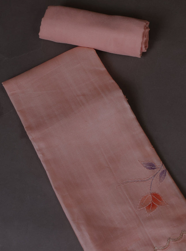 Light Peach Tussar Silk Unstitched Suit