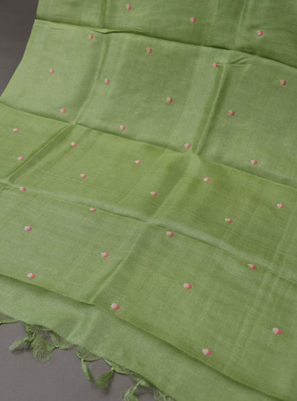Pista Green Tussar Silk Unstitched Suit