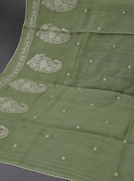 Pista Green Tussar Silk Unstitched Suit