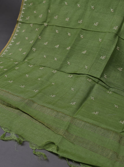 Parrot Green Tussar Silk Unstitched Suit