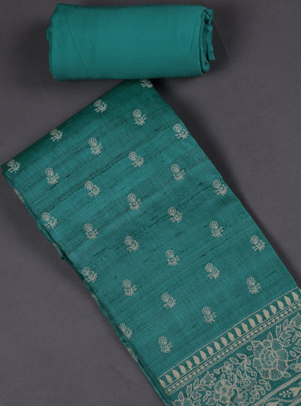 Sea Green Tussar Silk Unstitched Suit