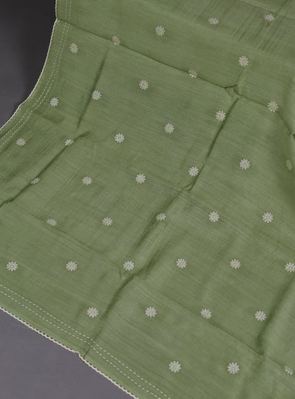Pista Green Tussar Silk Unstitched Suit