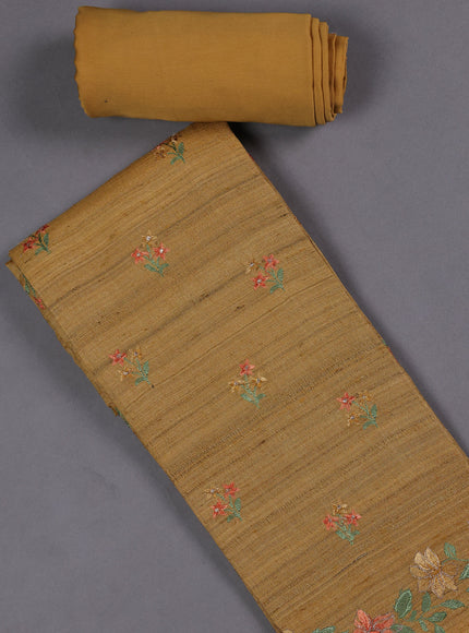 Mustard Yellow Tussar Silk Unstitched Suit