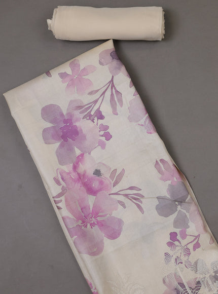 Off White Tussar Silk Unstitched Suit