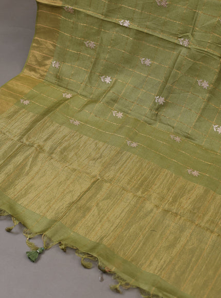 Pista Green Tussar Silk Unstitched Suit