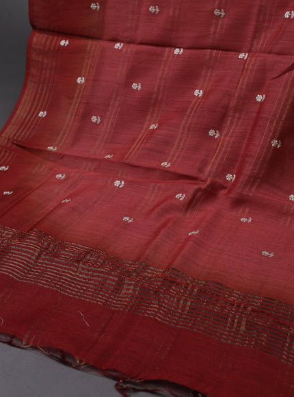 Dark Peach Tussar Silk Unstitched Suit