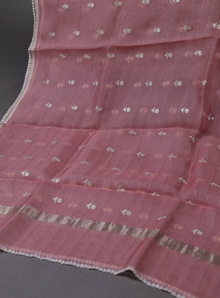 Peach Pink Tussar Silk Unstitched Suit