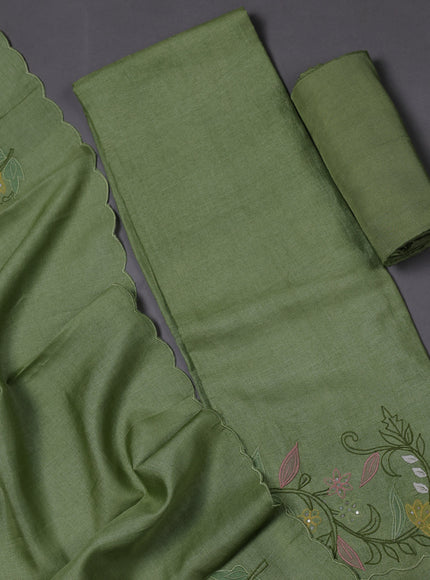 Pista Green Tussar Silk Unstitched Suit