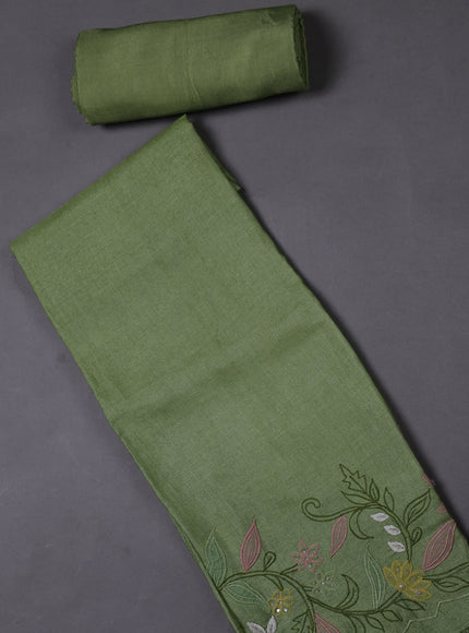 Pista Green Tussar Silk Unstitched Suit