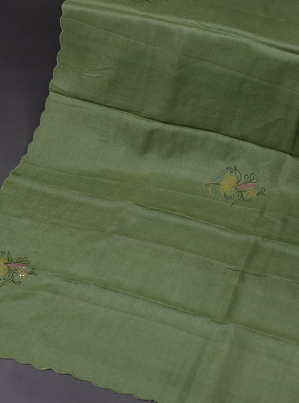 Pista Green Tussar Silk Unstitched Suit