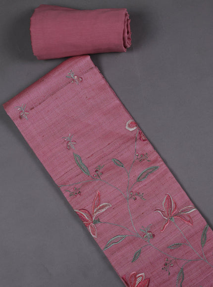 Peach Pink Tussar Silk Unstitched Suit
