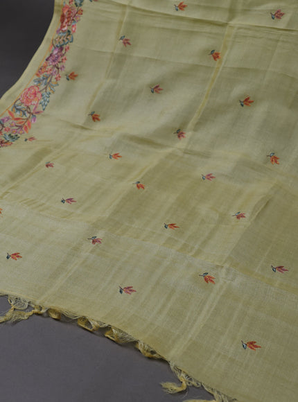 Lemon Yellow Tussar Silk Unstitched Suit