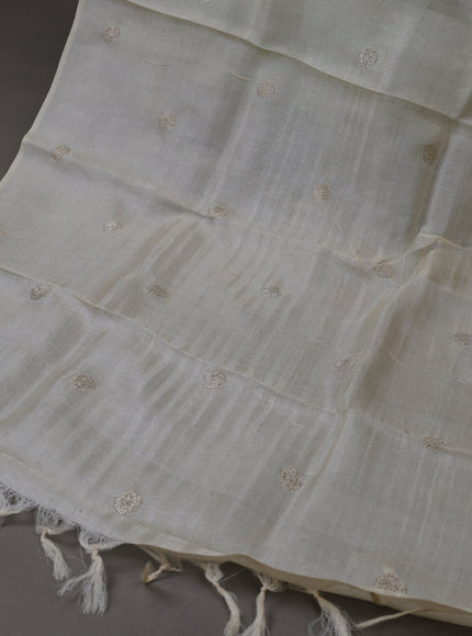 Off white Tussar Silk Unstitched Suit