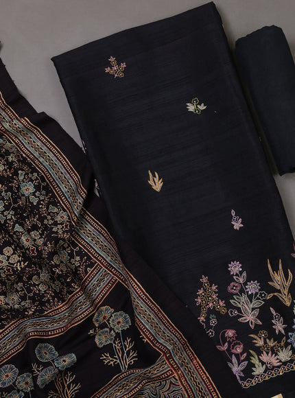 Black Tussar Silk Unstitched Suit