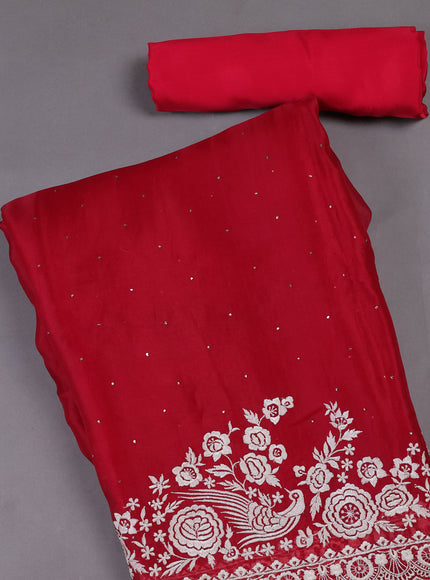 Red Organza Silk Unstitched Suits