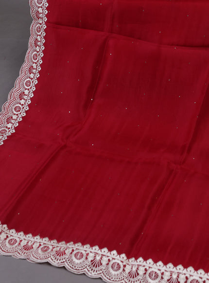 Red Organza Silk Unstitched Suits