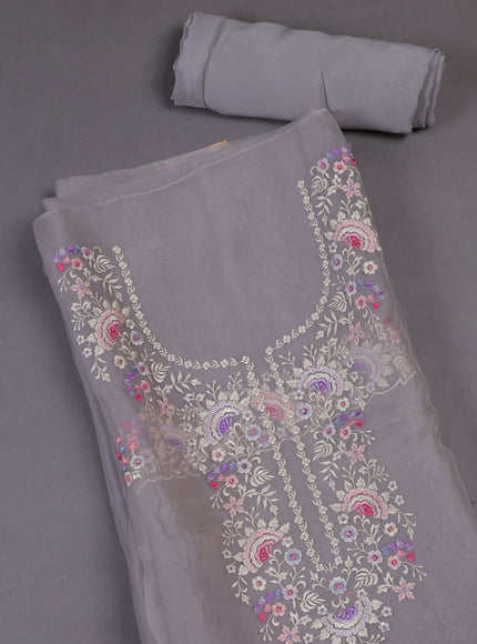 Grey Organza Silk Unstitched Suits