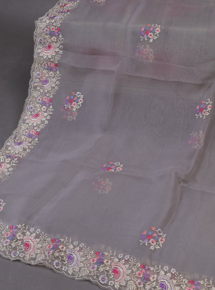 Grey Organza Silk Unstitched Suits