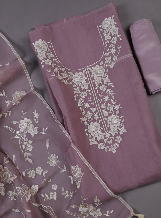 Light Levender Organza Silk Unstitched Suits
