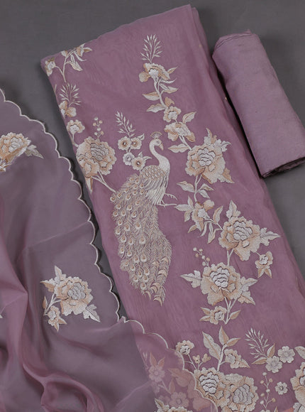 Light Levender Organza Silk Unstitched Suits