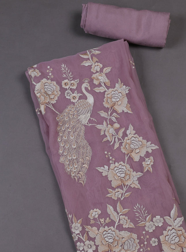 Light Levender Organza Silk Unstitched Suits