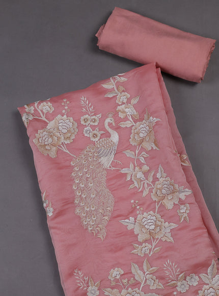 Peach Organza Silk Unstitched Suits