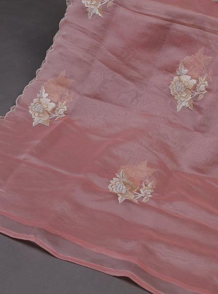 Peach Organza Silk Unstitched Suits
