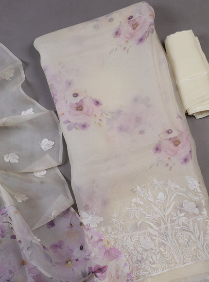 Off white Organza Silk Unstitched Suits