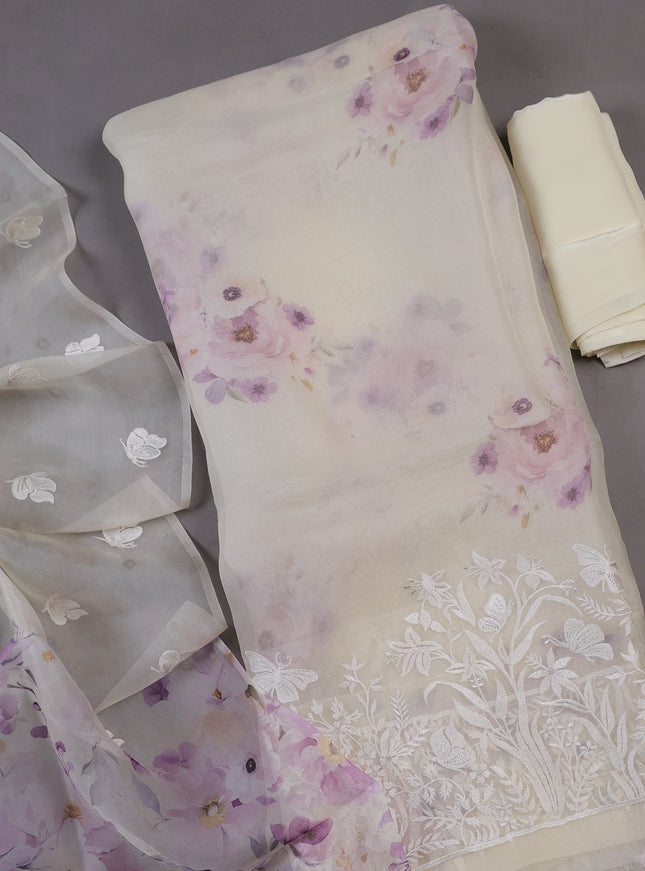 Off white Organza Silk Unstitched Suits