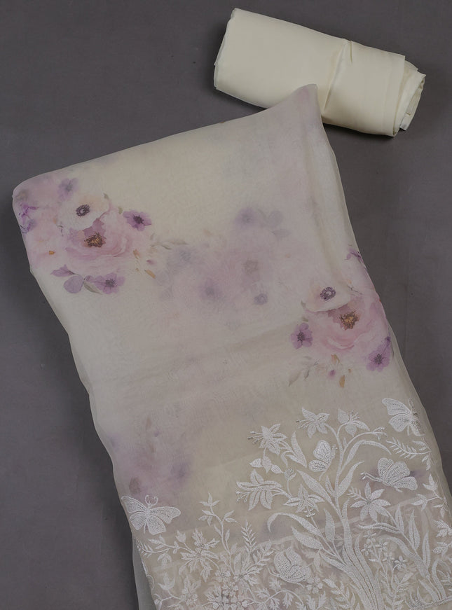 Off white Organza Silk Unstitched Suits