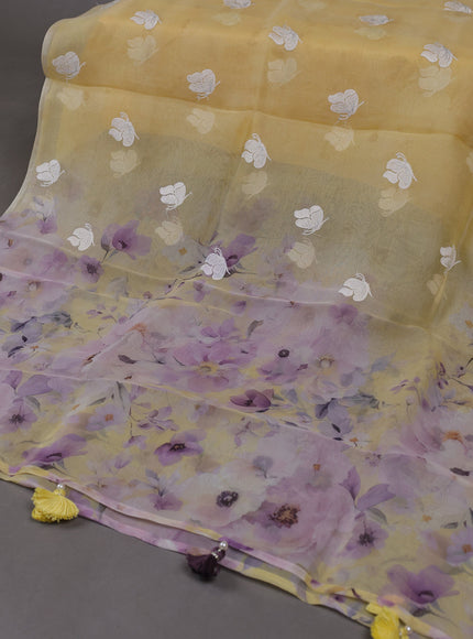 Yellow Orgenza Silk Unstitched Suits