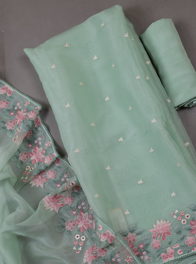 Light Green Organza Silk Unstitched Suits