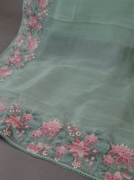 Light Green Organza Silk Unstitched Suits