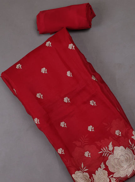 Red Organza Silk Unstitched Suits