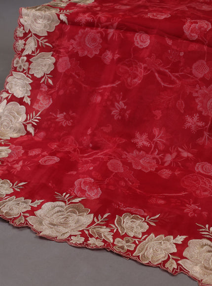 Red Organza Silk Unstitched Suits
