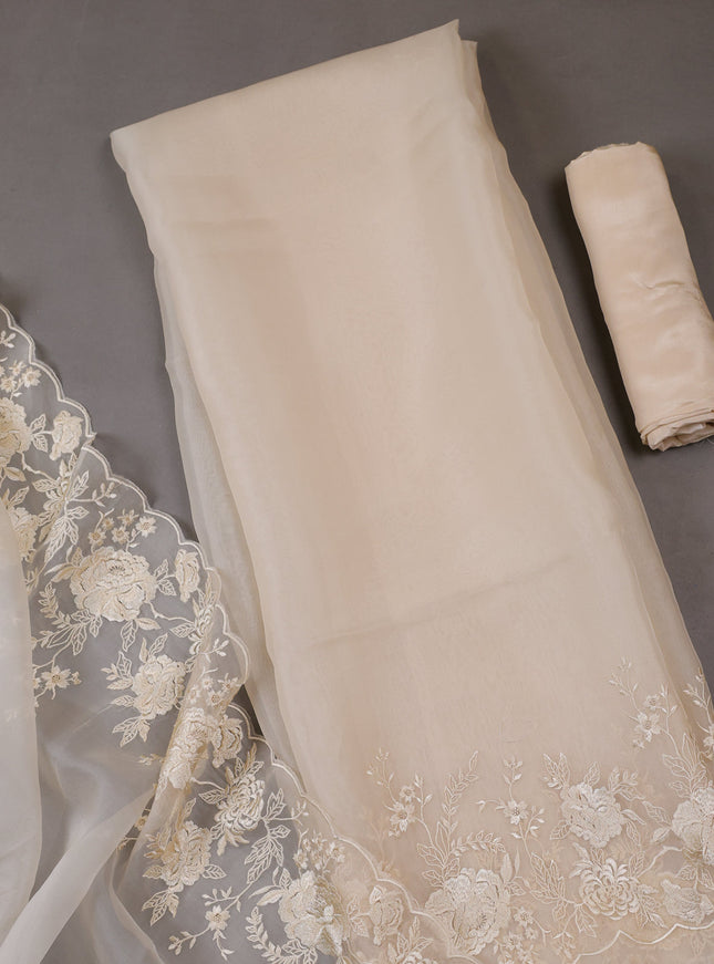 Off white Organza Silk Unstitched Suits