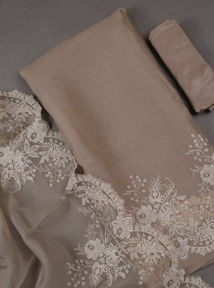 Beige Organza Silk Unstitched Suits