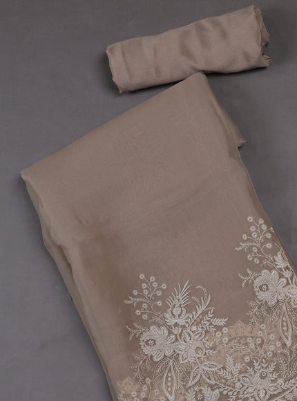 Beige Organza Silk Unstitched Suits