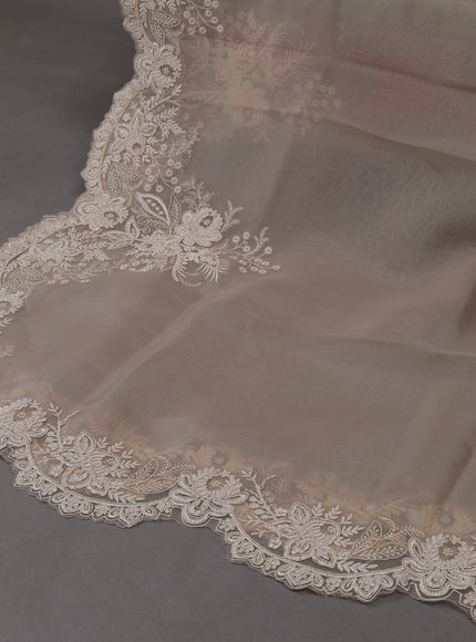 Beige Organza Silk Unstitched Suits