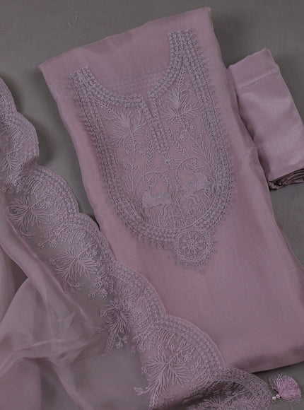 Levender Organza Silk Unstitched Suits