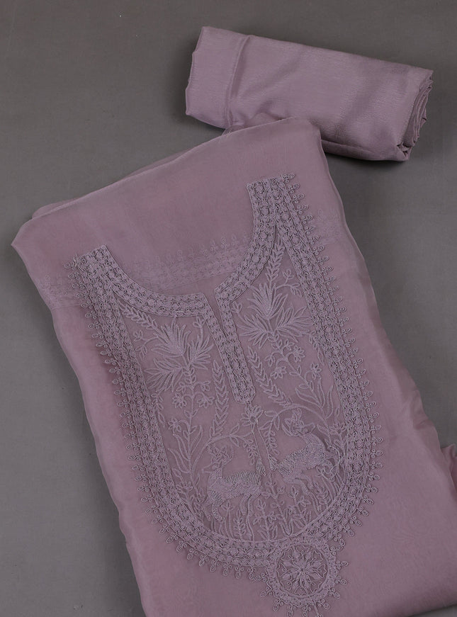 Levender Organza Silk Unstitched Suits