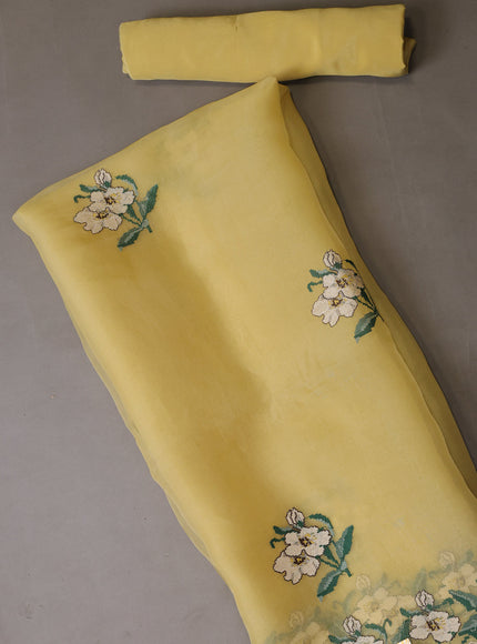 Yellow Organza Silk Unstitched Suits