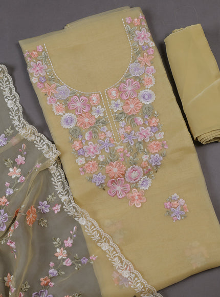 Light Yellow Organza Silk Unstitched Suits