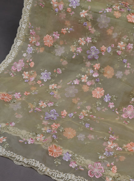 Light Yellow Organza Silk Unstitched Suits