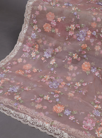 Peach  Organza Silk Unstitched Suits
